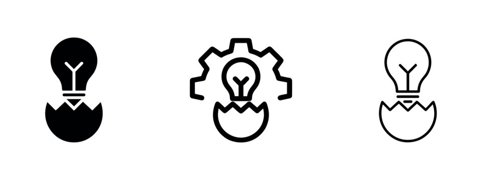 Idea Bulb in Egg Icon Set