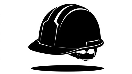 Fototapeta premium Black firefighter helmet with white outline and chin strap