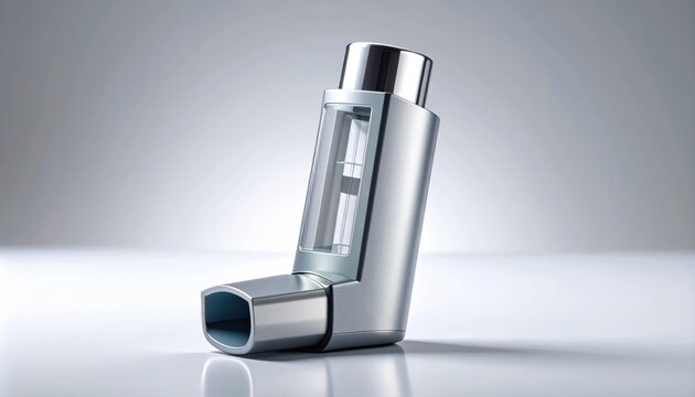 Silver metal asthma inhaler device for respiratory health and medication delivery