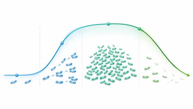 Bacterial Growth Curve Graph Showing Lag Log Stationary and Death Phases Infographic
