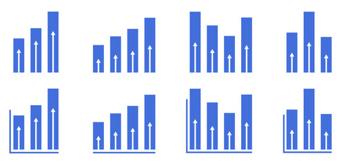 Obraz premium Business Growth Bar Chart Icons Set Vector Financial Diagram