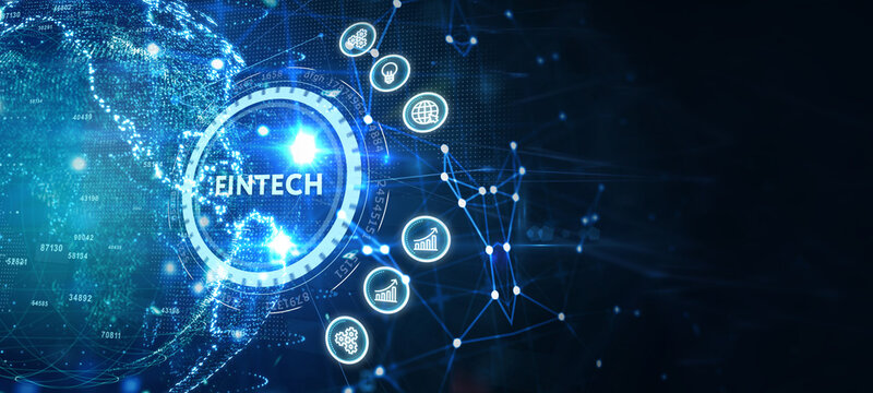 Fintech Financial technology digital money online banking business finance concept. 3d illustration
