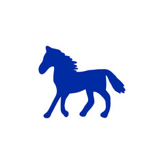 Fototapeta premium Blue Horse Silhouette Icon for Equestrian and Animal Concepts