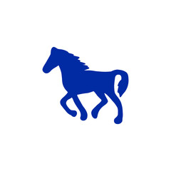 Fototapeta premium Blue Horse Silhouette Icon for Freedom and Movement Concept