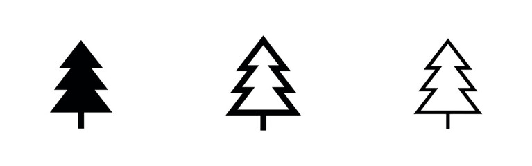 Obraz premium Christmas tree icons: solid, outline, and detailed