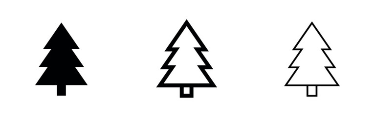 Fototapeta premium Christmas tree icons: solid, outline, and detailed