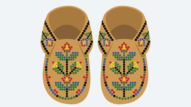 Intricate Beadwork Moccasins with Floral Cherokee Design