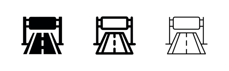 Fototapeta premium Road Highway with Overhead Sign Icon Set for Travel, Transportation, and Direction