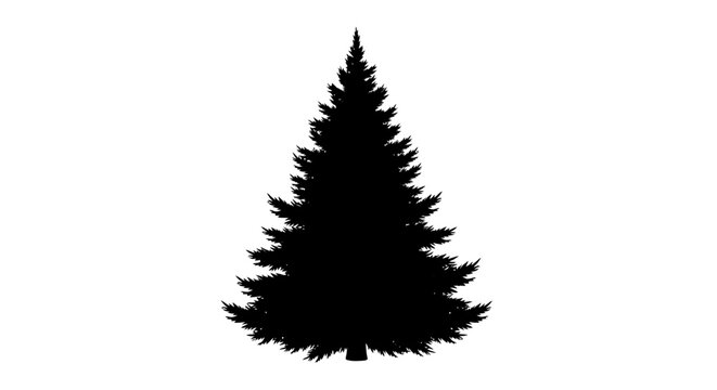 Black silhouette of a pine tree on a white background symbolizing nature and simplicity