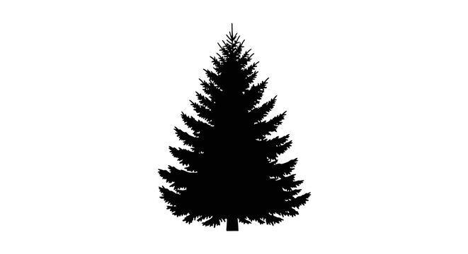 Black silhouette of a pine tree on a white background symbolizing nature and simplicity