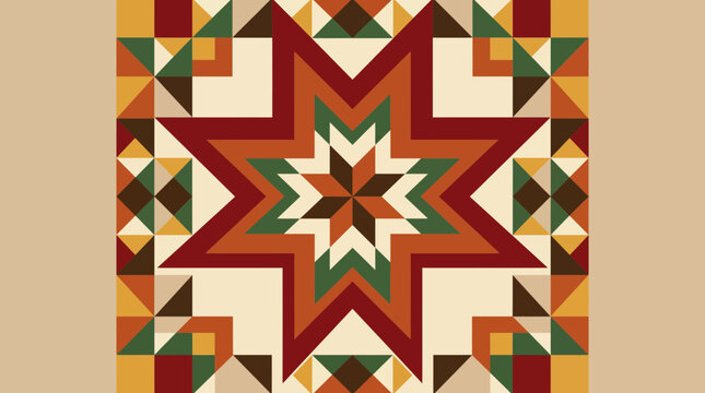 Native American Star Quilt Pattern in Bold Earth Tones
