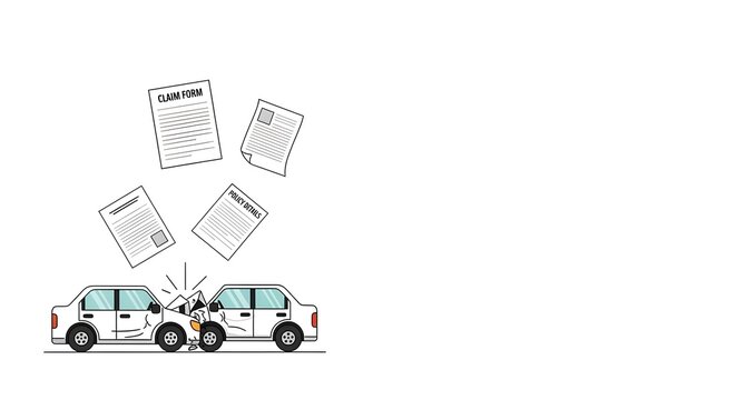Police cars with documents flying out