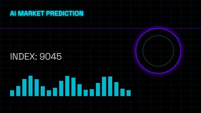 AI Market Prediction interface with financial index and bar graph display