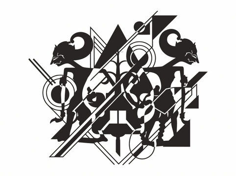 Abstract Geometric Javanese Wayang Kulit Vector Illustration