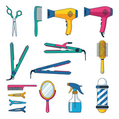 Fototapeta premium Hair styling tools and accessories collection.