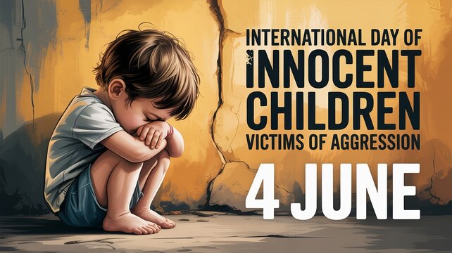 International Day poster raising awareness about vulnerable children affected worldwide aggression.