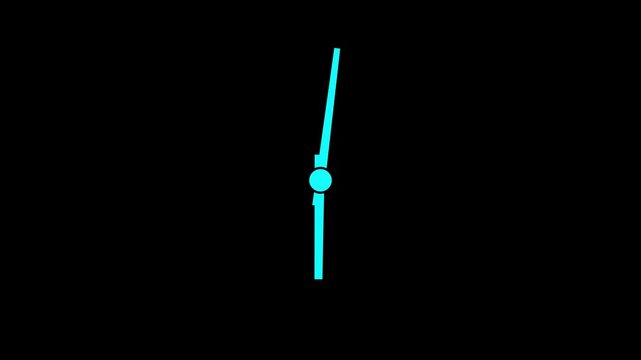 Clock Hands spinning, watch hands animation on black background. Clock icon flat style 24 hours day fast speed with moving timer clock rotation 4k video