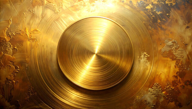 Abstract metallic background with concentric circles and textured golden surface, luxury and opulent design