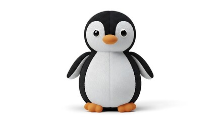 Obraz premium Cute plush penguin toy isolated on white background