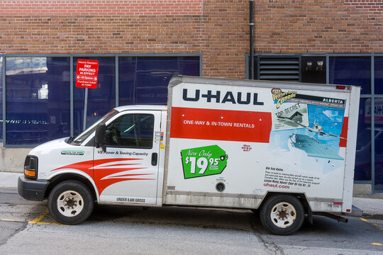 Toronto, Canada - April 17, 2026: Vibrant downtown industrial region where numerous delivery trucks are stationed