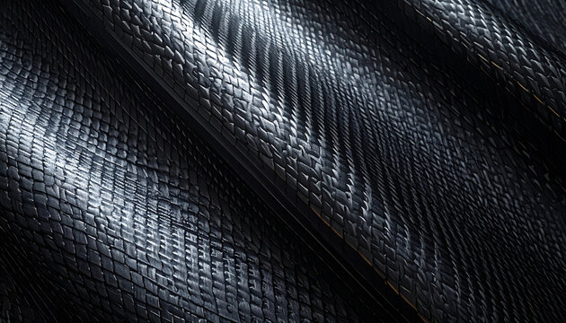 abstract dark metallic wavy surface texture with geometric patterns, sleek and modern industrial design