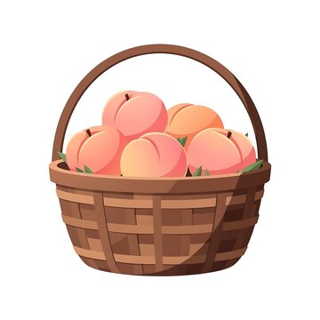 Cartoon pink pig face peeking from woven basket top.