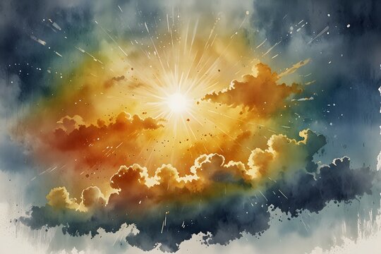 Sun shining through rain clouds