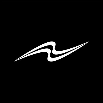 Modern sleek logo featuring dual parallel black waves that outline a stylized lightning letter N.
