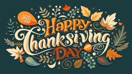 Happy thanksgiving celebration with autumn leaves and pumpkins © ruposhi