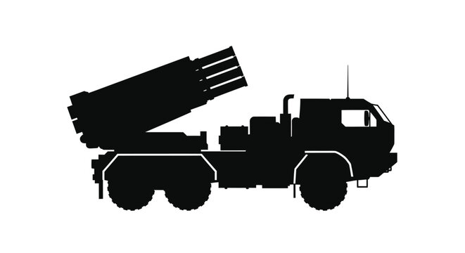 Silhouette of a Multiple Rocket Launcher Military Vehicle 1.