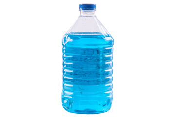 Naklejka premium Clear plastic bottle filled with bright blue liquid