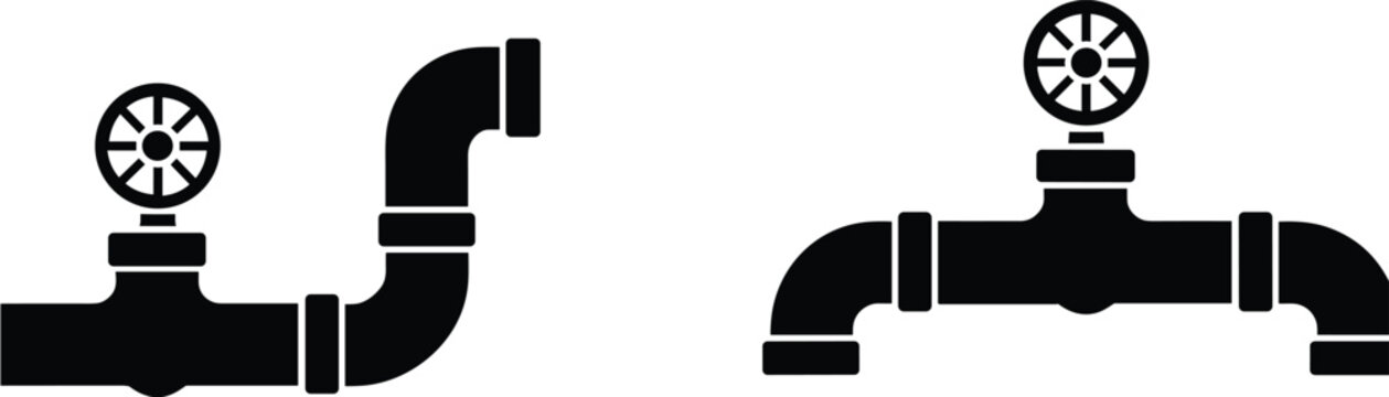 Water pipe valve icon collection vector illustration for plumbing, industrial pipeline and construction design