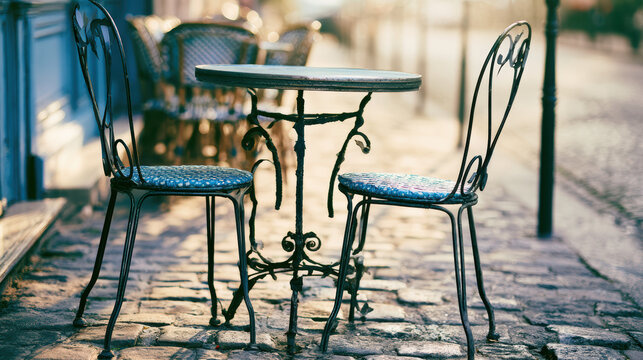 vintage parisian cafe table background for food photography