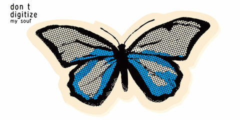 Butterfly Illustration With Split Design And Textured Wings © Huraya