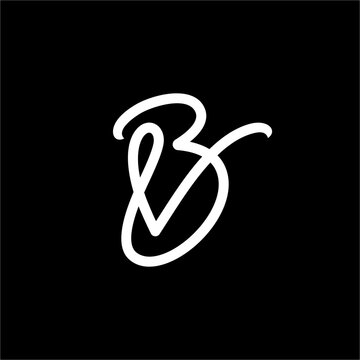 Futuristic monogram blending a fluid script letter B with a continuous line check mark symbol.