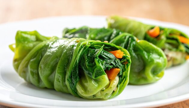 Steamed green vegetable dumplings with vibrant spinach wrappers showcasing fresh fillings and a healthy cuisine.