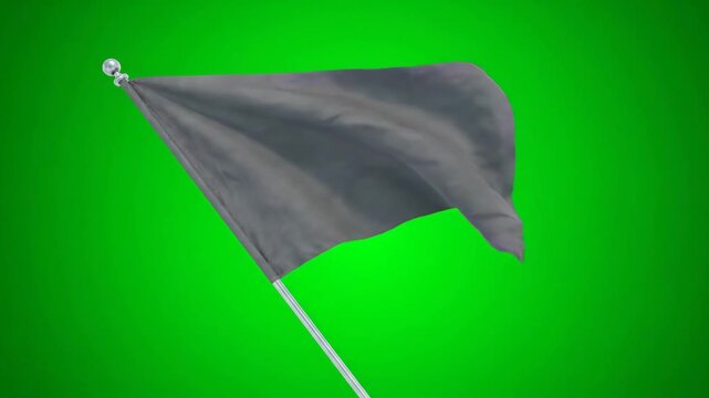 Black flag waving in the wind against a vibrant green background, symbolizing protest or surrender.