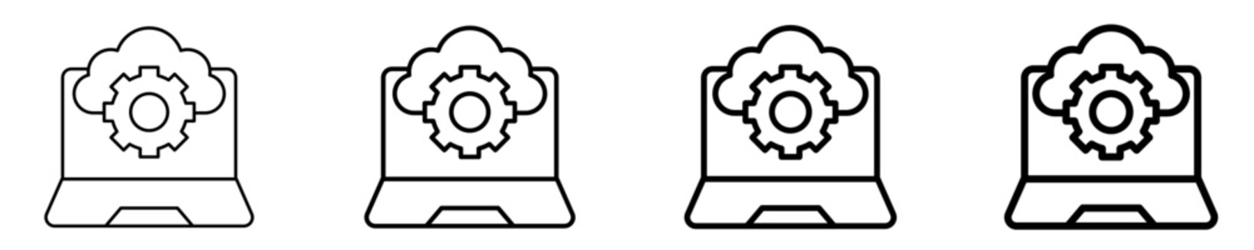 Cloud Laptop Setting Icon Set Different Style Collection