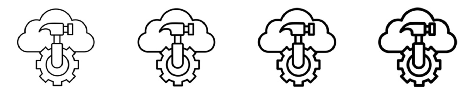 Cloud Development Icon Set Different Style Collection