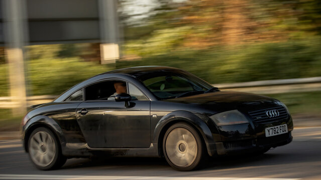 Milton Keynes,Bucks,UK - May 27th:  2001 Audi tt quattro classic car driving on a British road