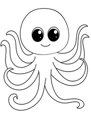 Digital hand draw of octopus for coloring page © Pink lotus 