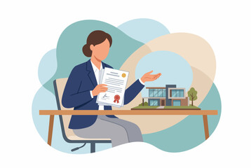 Fototapeta premium Female lawyer reviewing property deed for real estate investment