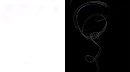 Obraz premium Ethereal white smoke swirl on black background, wispy steam trail texture, abstract cigarette smoke plume for overlay design