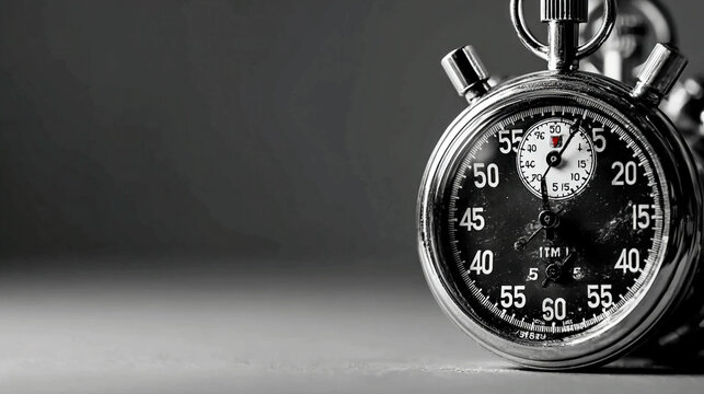 Timer stopped isolated on minimal background representing pause and control concept, stopped object symbolizing halt, delay, stability and temporary suspension of time