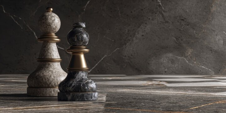 Elegant Marble Chess Pieces on Surface