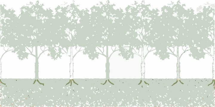Row Of Trees In Elevation Pale Green Vector Illustration