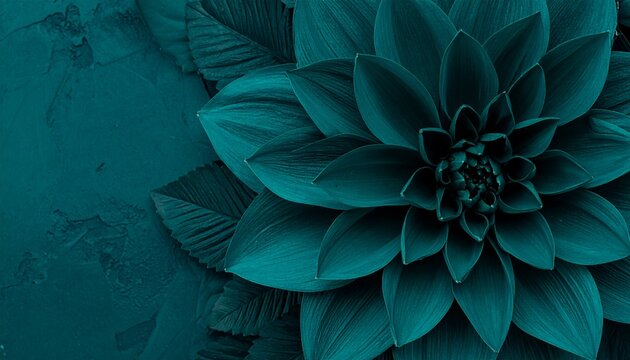 Deep Teal Abstract Botanical Macro Collection &mdash; Turquoise Leaf Texture Luxury Nature Background