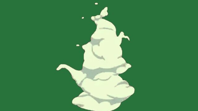 Animated cloud on a green screen, suitable for fantgeneral 1y and nature-themed projects. - Professional Chroma Key Footage