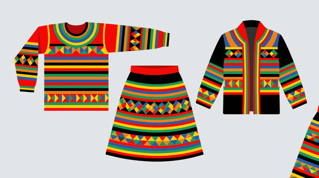 Seminole Patchwork Clothing with Bright Stripe Patterns