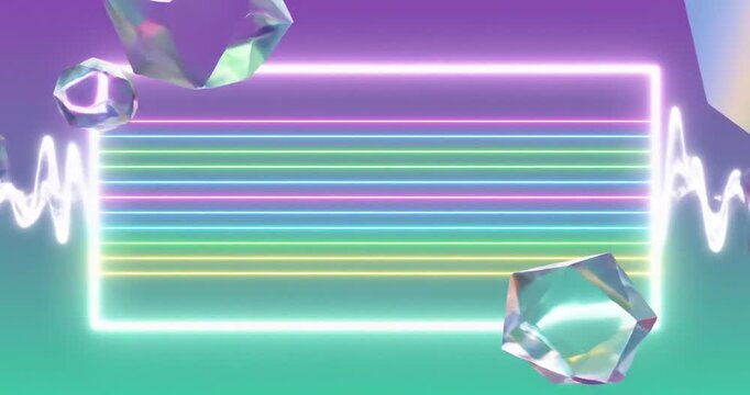 Neon Light Rectangle with Rainbow Colors.